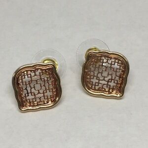 Gold and Brown Geometric Earrings